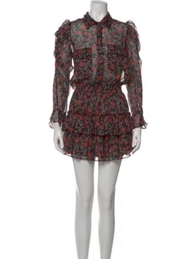 Pre-owned Misa Floral Print Mini Dress In Black