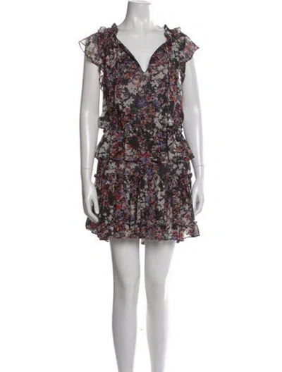 Pre-owned Misa Floral Print Mini Dress In Black