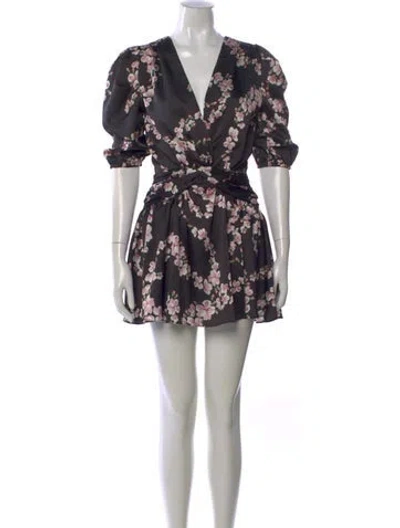 Pre-owned Misa Floral Print Mini Dress In Black