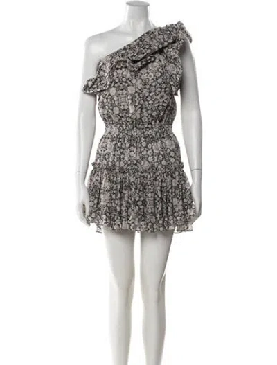Pre-owned Misa Floral Print Mini Dress In Black
