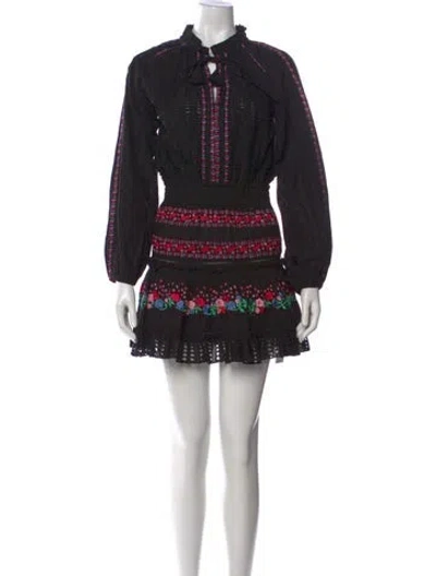 Pre-owned Misa Floral Print Mini Dress In Black