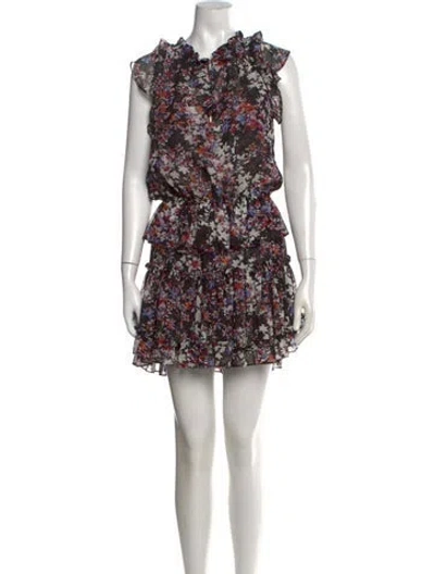 Pre-owned Misa Floral Print Mini Dress In Black