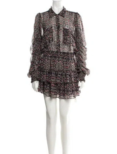 Pre-owned Misa Floral Print Mini Dress In Black