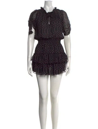 Pre-owned Misa Floral Print Mini Dress In Black