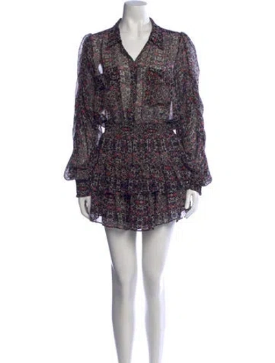 Pre-owned Misa Floral Print Mini Dress In Black