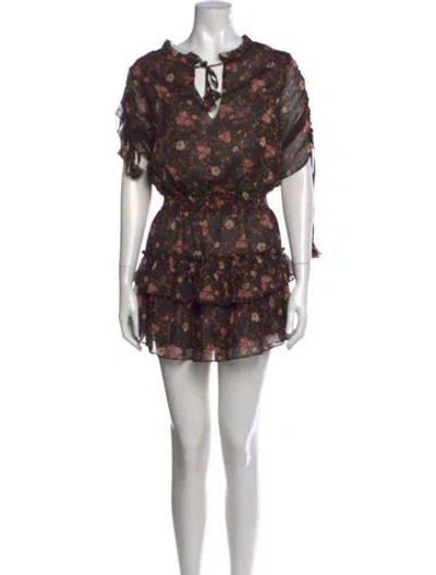 Pre-owned Misa Floral Print Mini Dress In Black