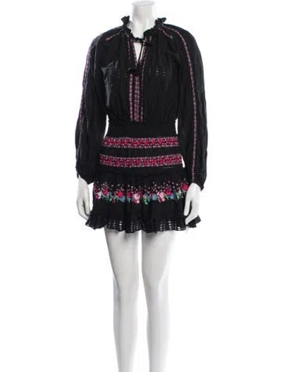 Pre-owned Misa Floral Print Mini Dress In Black