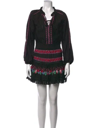 Pre-owned Misa Floral Print Mini Dress In Black
