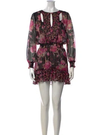 Pre-owned Misa Floral Print Mini Dress In Black