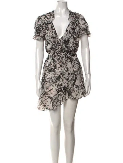 Pre-owned Misa Floral Print Mini Dress In Black