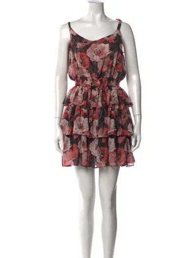 Pre-owned Misa Floral Print Mini Dress In Black