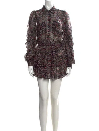 Pre-owned Misa Floral Print Mini Dress In Black