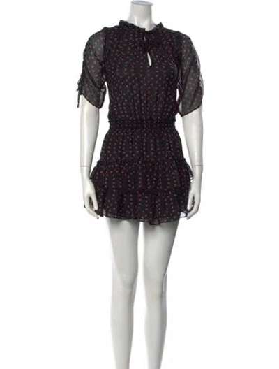Pre-owned Misa Floral Print Mini Dress In Black