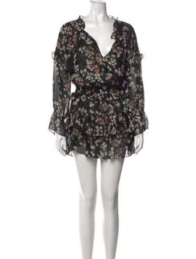 Pre-owned Misa Floral Print Mini Dress In Black