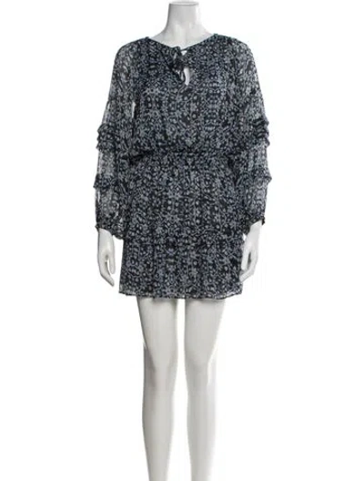 Pre-owned Misa Floral Print Mini Dress In Black