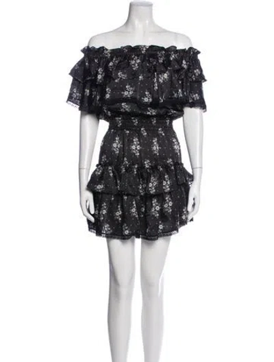 Pre-owned Misa Floral Print Mini Dress In Black