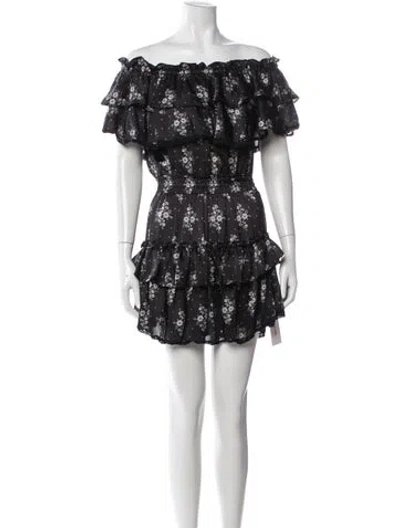 Pre-owned Misa Floral Print Mini Dress In Black