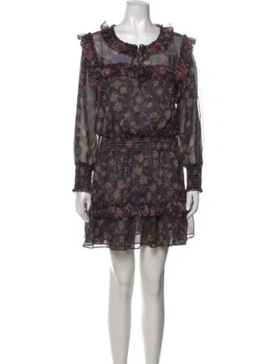 Pre-owned Misa Floral Print Mini Dress In Black