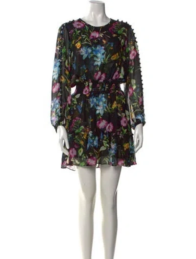 Pre-owned Misa Floral Print Mini Dress In Black