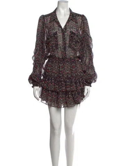 Pre-owned Misa Floral Print Mini Dress In Black
