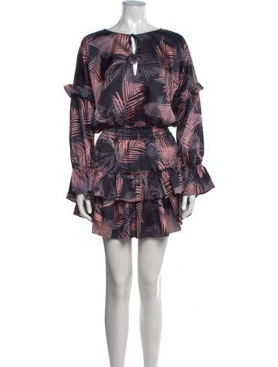 Pre-owned Misa Floral Print Mini Dress In Black