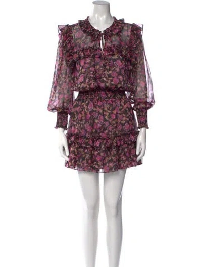 Pre-owned Misa Floral Print Mini Dress In Black