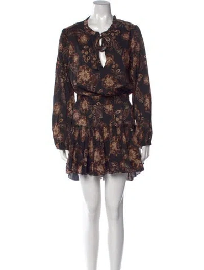 Pre-owned Misa Floral Print Mini Dress In Black