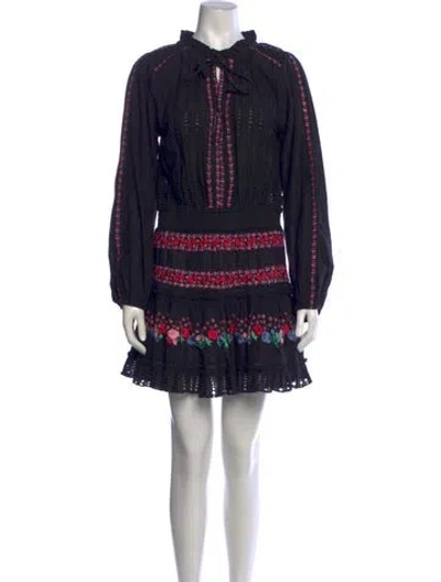 Pre-owned Misa Floral Print Mini Dress In Black