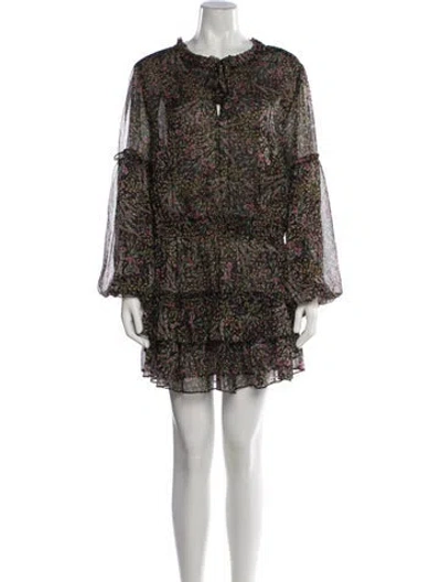 Pre-owned Misa Floral Print Mini Dress In Black