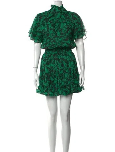 Pre-owned Misa Floral Print Mini Dress In Black/green