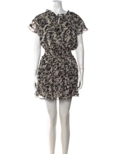 Pre-owned Misa Floral Print Mini Dress In Black/metallic/neutrals