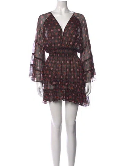 Pre-owned Misa Floral Print Mini Dress In Black/orange