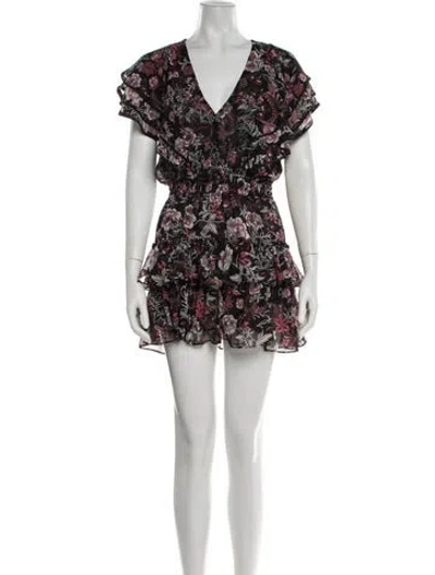 Pre-owned Misa Floral Print Mini Dress In Black/pink