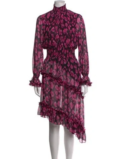 Pre-owned Misa Floral Print Mini Dress In Black/pink