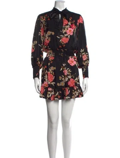 Pre-owned Misa Floral Print Mini Dress In Black/pink