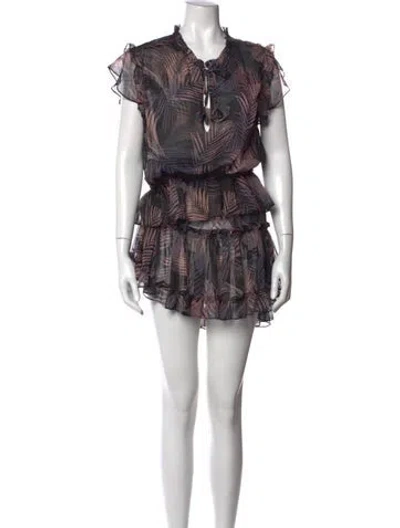 Pre-owned Misa Floral Print Mini Dress In Black/purple