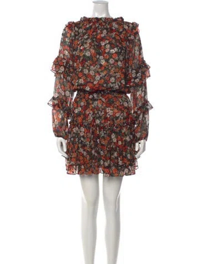 Pre-owned Misa Floral Print Mini Dress In Black/red