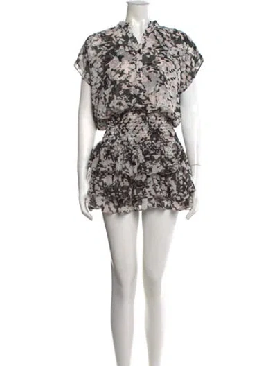 Pre-owned Misa Floral Print Mini Dress In Black/white