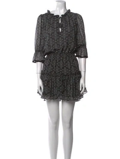 Pre-owned Misa Floral Print Mini Dress In Blue