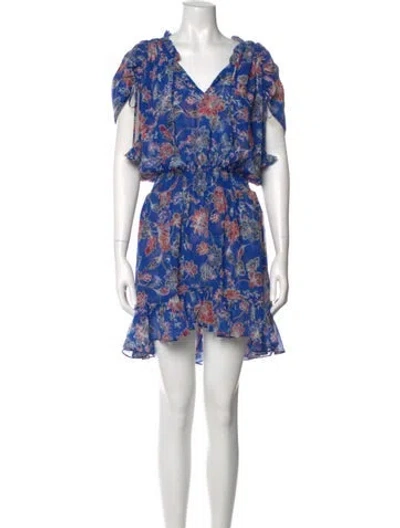 Pre-owned Misa Floral Print Mini Dress In Blue