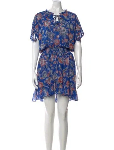 Pre-owned Misa Floral Print Mini Dress In Blue