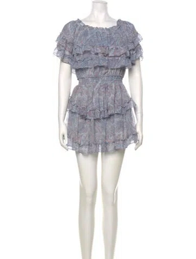 Pre-owned Misa Floral Print Mini Dress In Blue