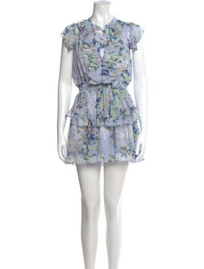 Pre-owned Misa Floral Print Mini Dress In Blue