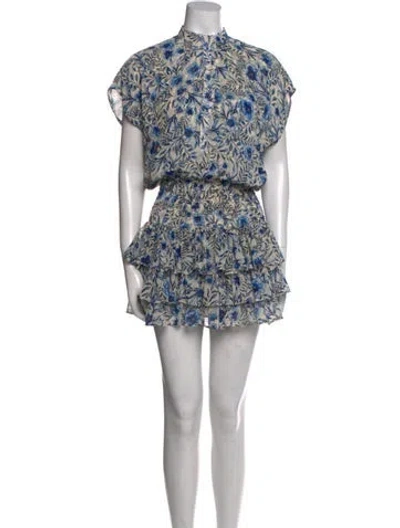Pre-owned Misa Floral Print Mini Dress In Blue