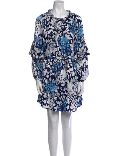 Pre-owned Misa Floral Print Mini Dress In Blue