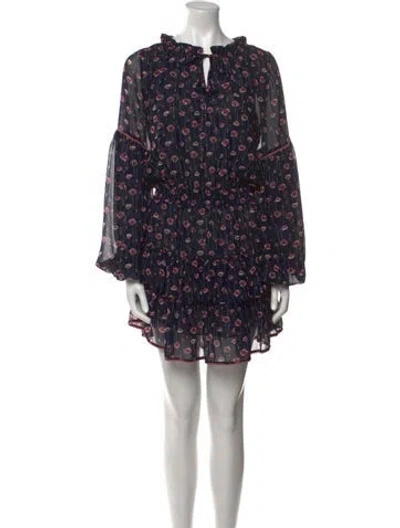 Pre-owned Misa Floral Print Mini Dress In Blue