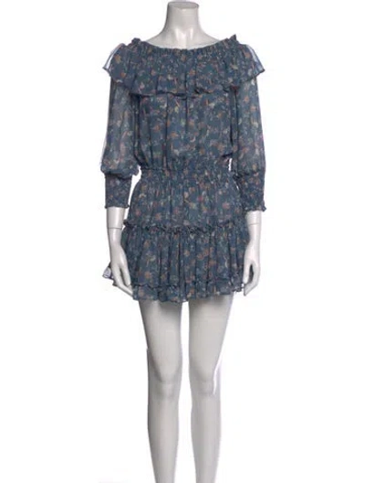 Pre-owned Misa Floral Print Mini Dress In Blue