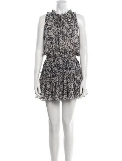 Pre-owned Misa Floral Print Mini Dress In Blue