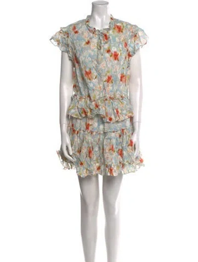 Pre-owned Misa Floral Print Mini Dress In Blue