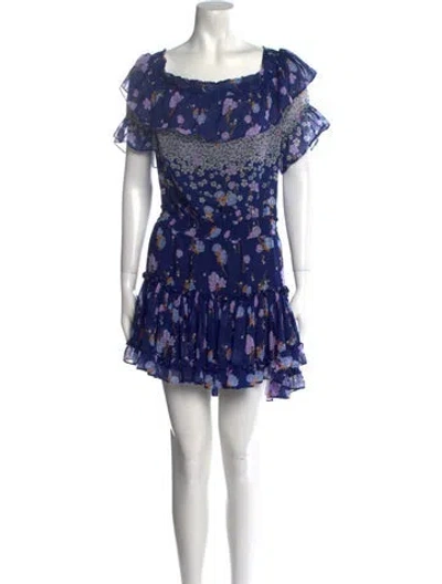 Pre-owned Misa Floral Print Mini Dress In Blue